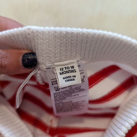 Janie and Jack white & red striped sweater pants size 12-18 M - Picture 6 of 7